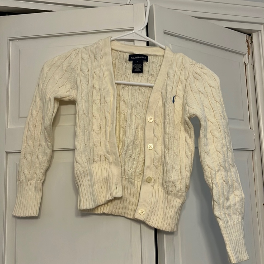 EUC- Girls Ralph Lauren Botton up sweater, size 6